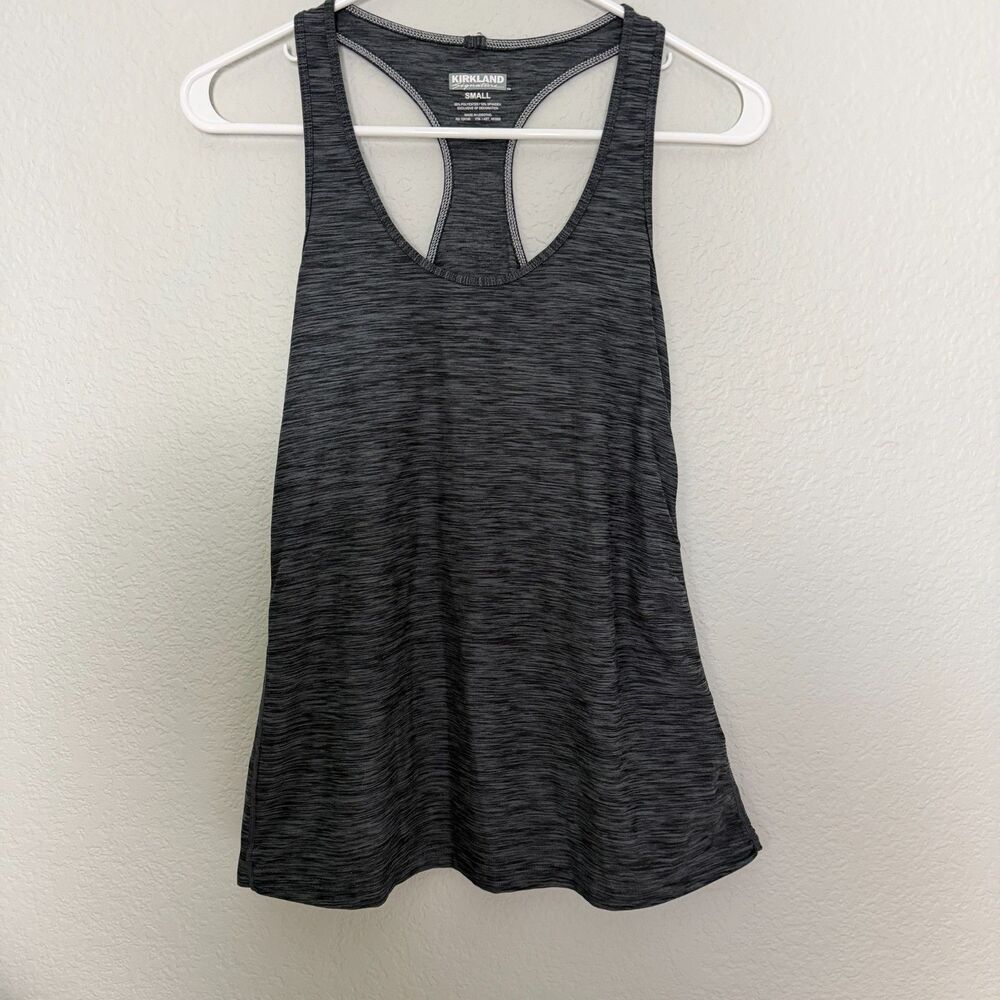 Kirkland Signature Women's Heathered Black Racerback Tank Top Small Casual Basic
